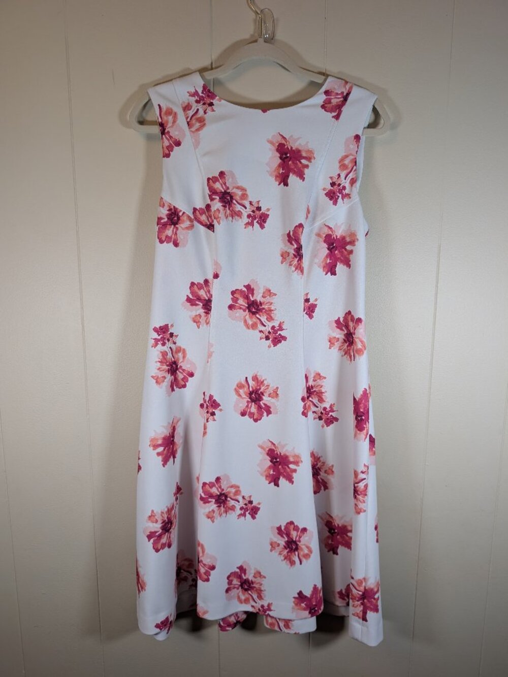 TOMMY HILFIGER Floral Dress Women 10 Pink White Fit Flare Wedding Guest